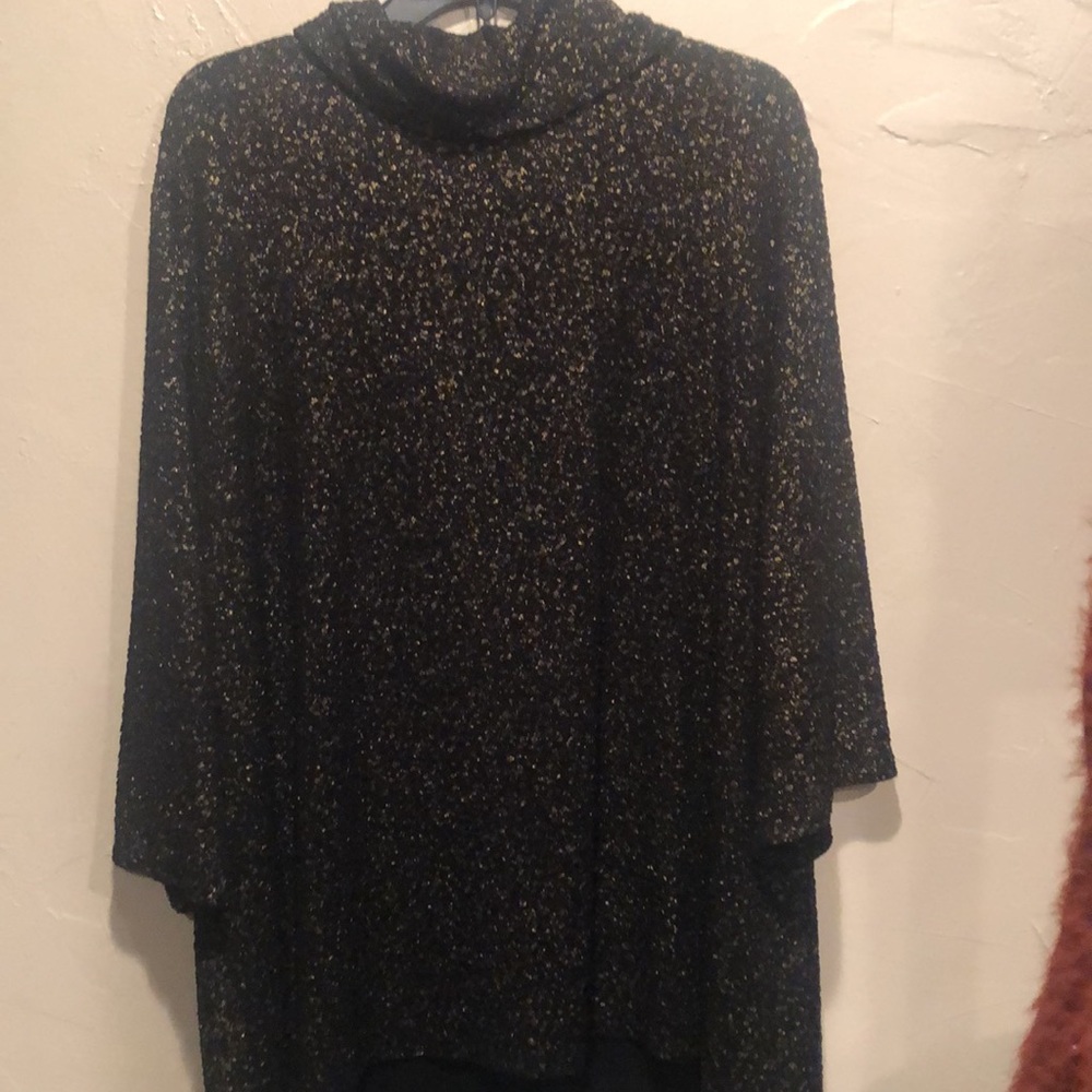 Catherines black & gold metallic cowl neck top. Size 3X - Picture 6 of 6